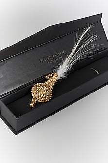 Soft Gold Semi-Precious Kundan & Pearl Feather Kalangi
