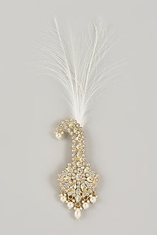 Soft Gold Semi-Precious Kundan & Pearl Feather Kalangi