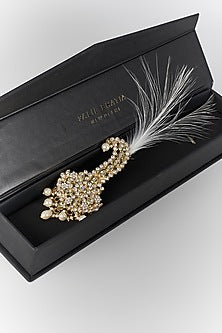 Soft Gold Semi-Precious Kundan & Pearl Feather Kalangi