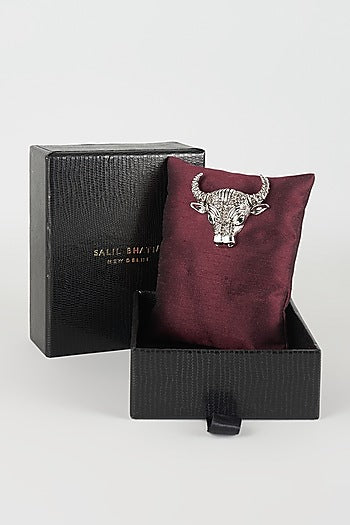 Silver Finish Raging Bull Brooch