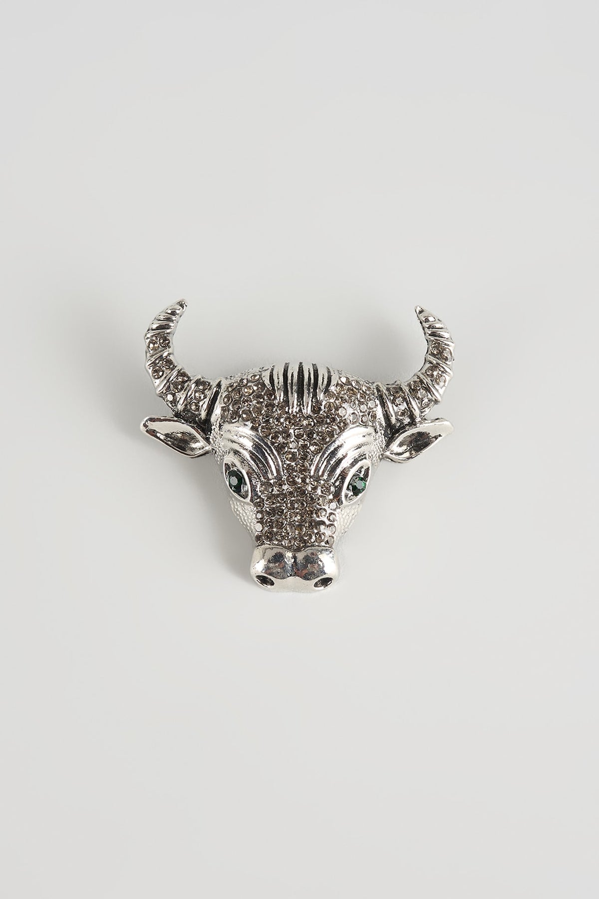 Silver Finish Raging Bull Brooch