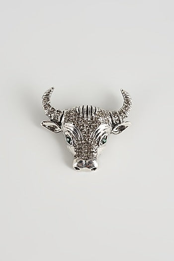 Silver Finish Raging Bull Brooch