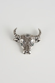 Silver Finish Raging Bull Brooch