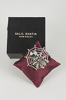 Silver Finish Spider Brooch