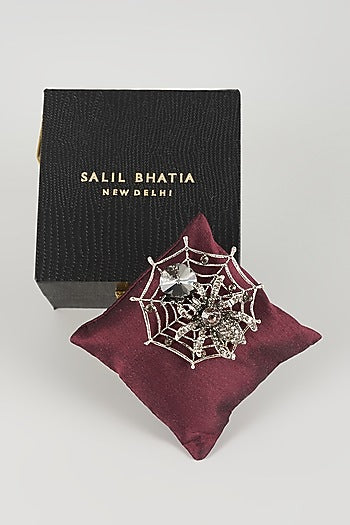 Silver Finish Spider Brooch