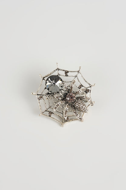 Silver Finish Spider Brooch
