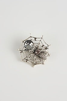Silver Finish Spider Brooch