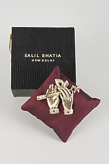 Gold Finish Bansuri Brooch
