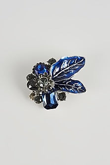Silver Finish Royal Blue Bouquet Brooch