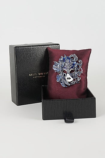 Silver Finish Royal Blue Masquerade Brooch