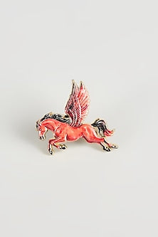 Gold Finish Crimson Pegasus Brooch