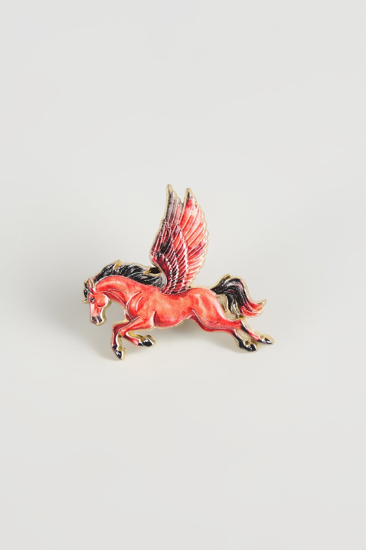 Gold Finish Crimson Pegasus Brooch