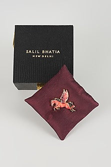 Gold Finish Crimson Pegasus Brooch