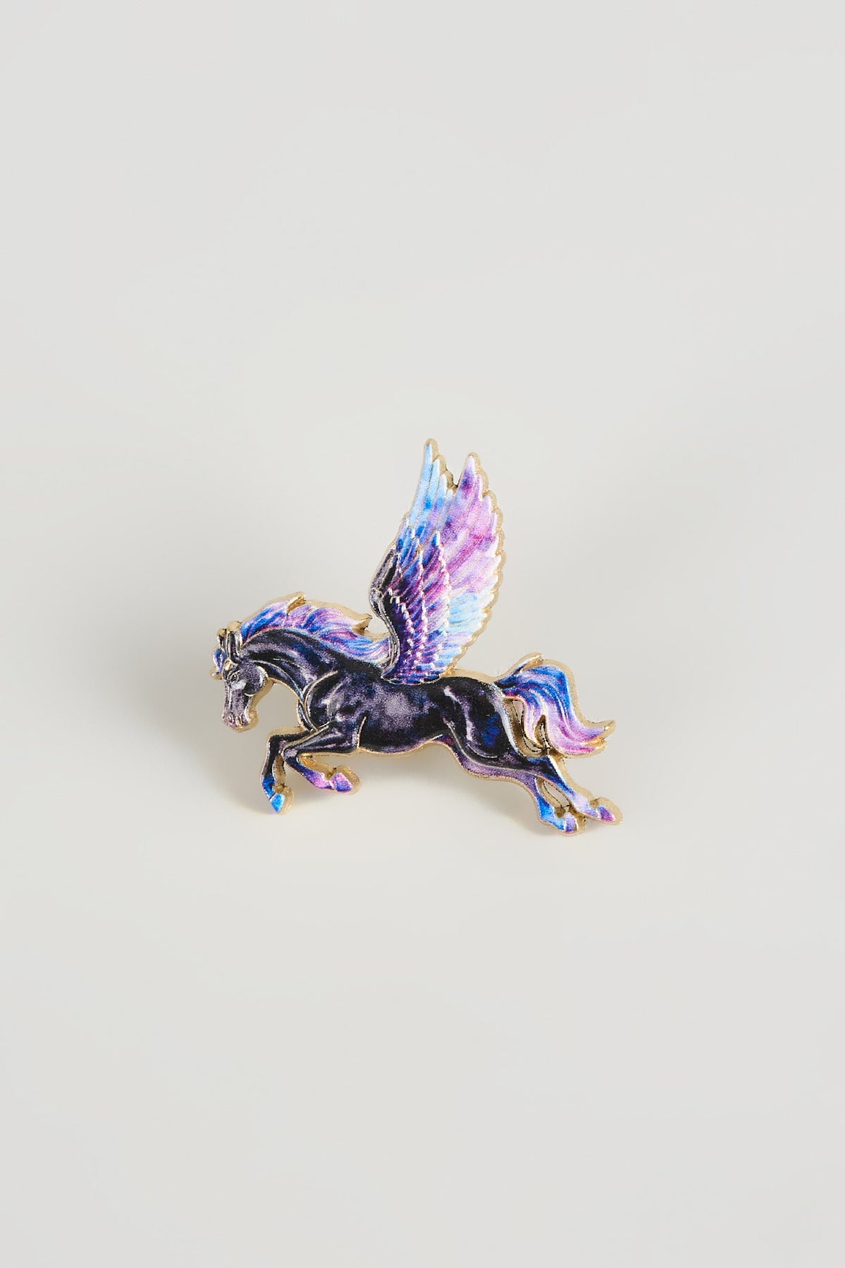 Gold Finish Purple Pegasus Brooch