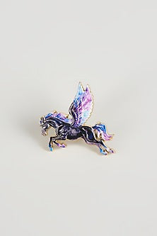 Gold Finish Purple Pegasus Brooch