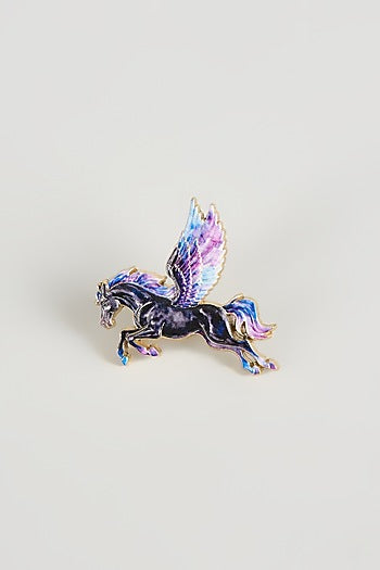 Gold Finish Purple Pegasus Brooch