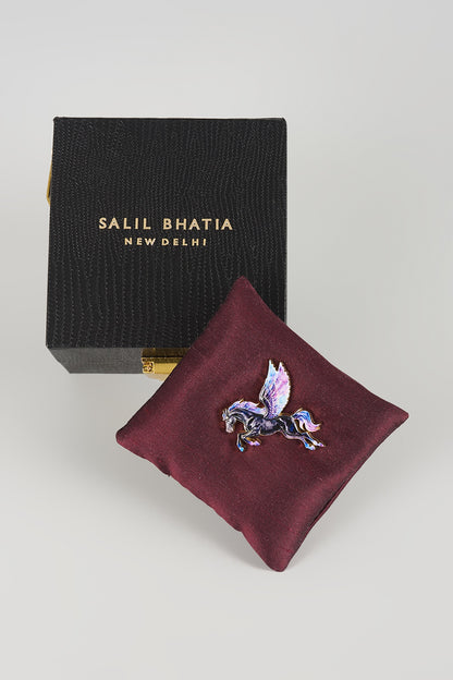 Gold Finish Purple Pegasus Brooch