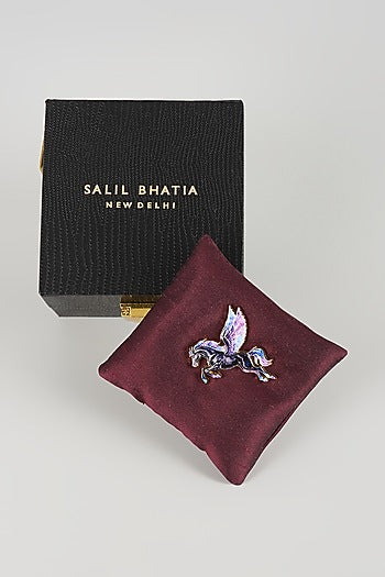 Gold Finish Purple Pegasus Brooch
