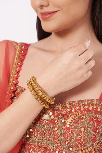 Gold Finish Openable Bangles (Set of 2)