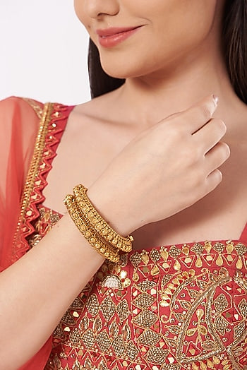 Gold Finish Openable Bangles (Set of 2)