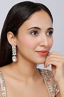 Gold Finish Kundan Polki Dangler Earrings
