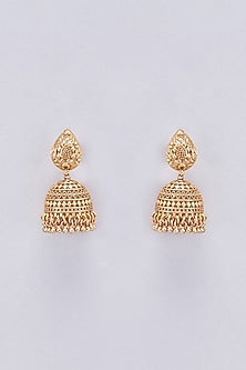 Gold Finish Temple Jhumka Earrings