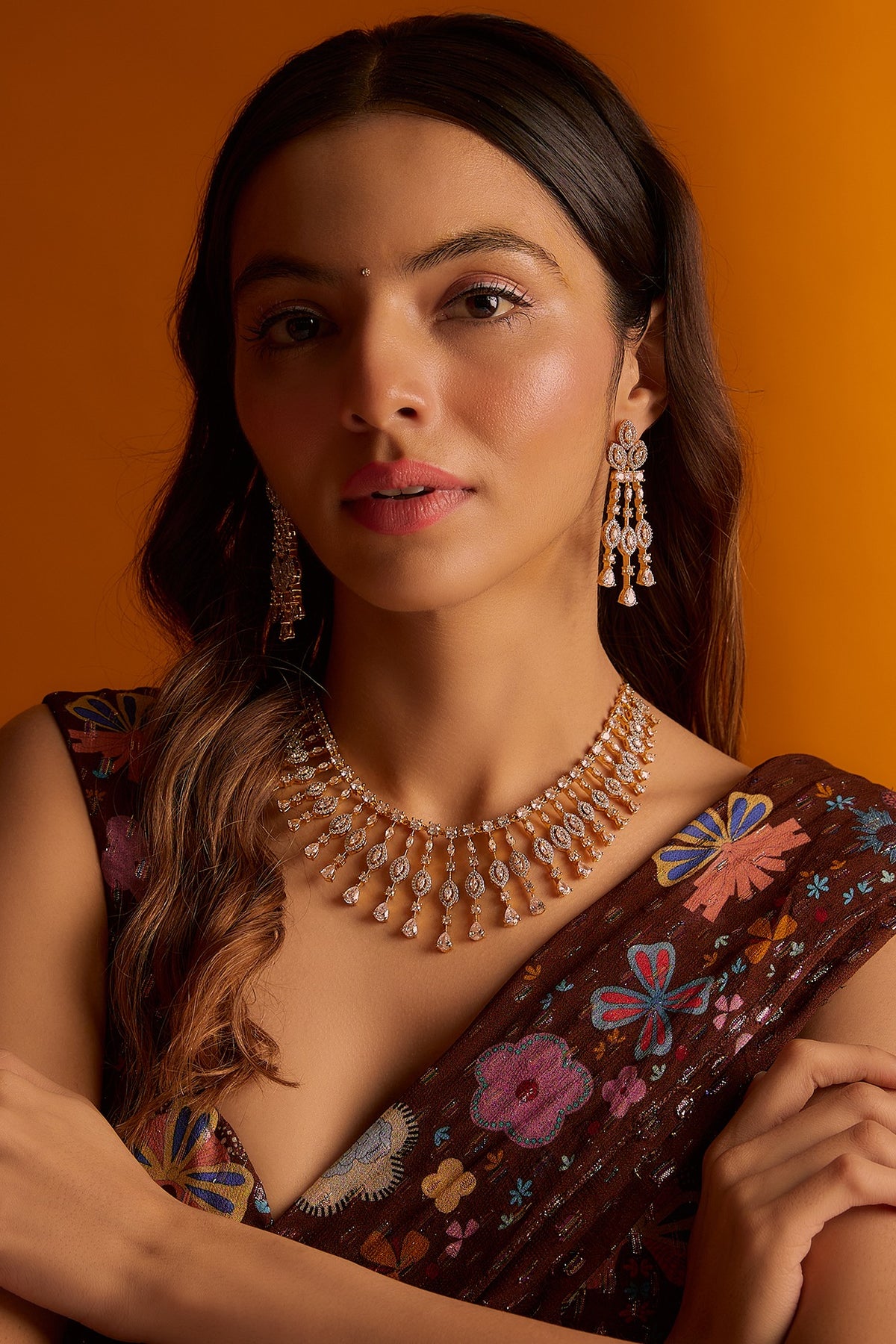 Gold Finish Zircon Necklace Set