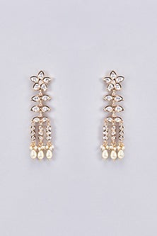 Gold Finish Kundan Polki Dangler Earrings
