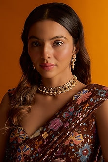 Gold Finish Ruby Necklace Set