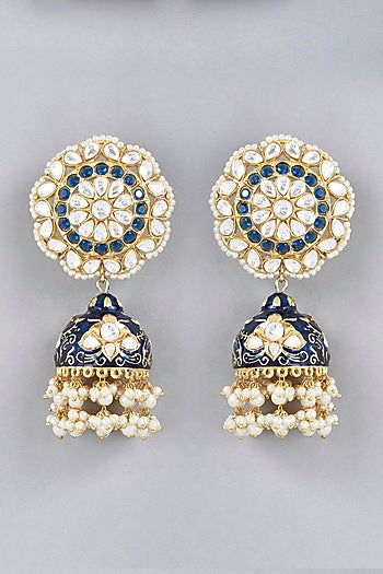 Gold Finish Meenakari Jhumka Earrings
