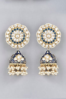 Gold Finish Meenakari Jhumka Earrings