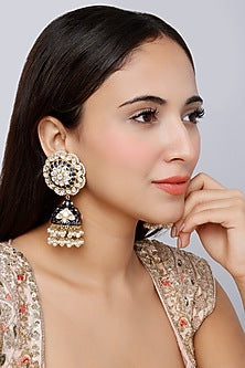 Gold Finish Meenakari Jhumka Earrings