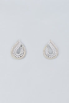 White Finish Zircon Dangler Earrings