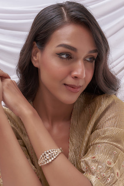 Gold Finish Kundan Polki Kada