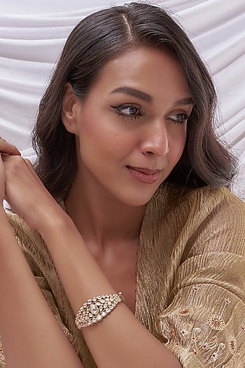 Gold Finish Kundan Polki Kada