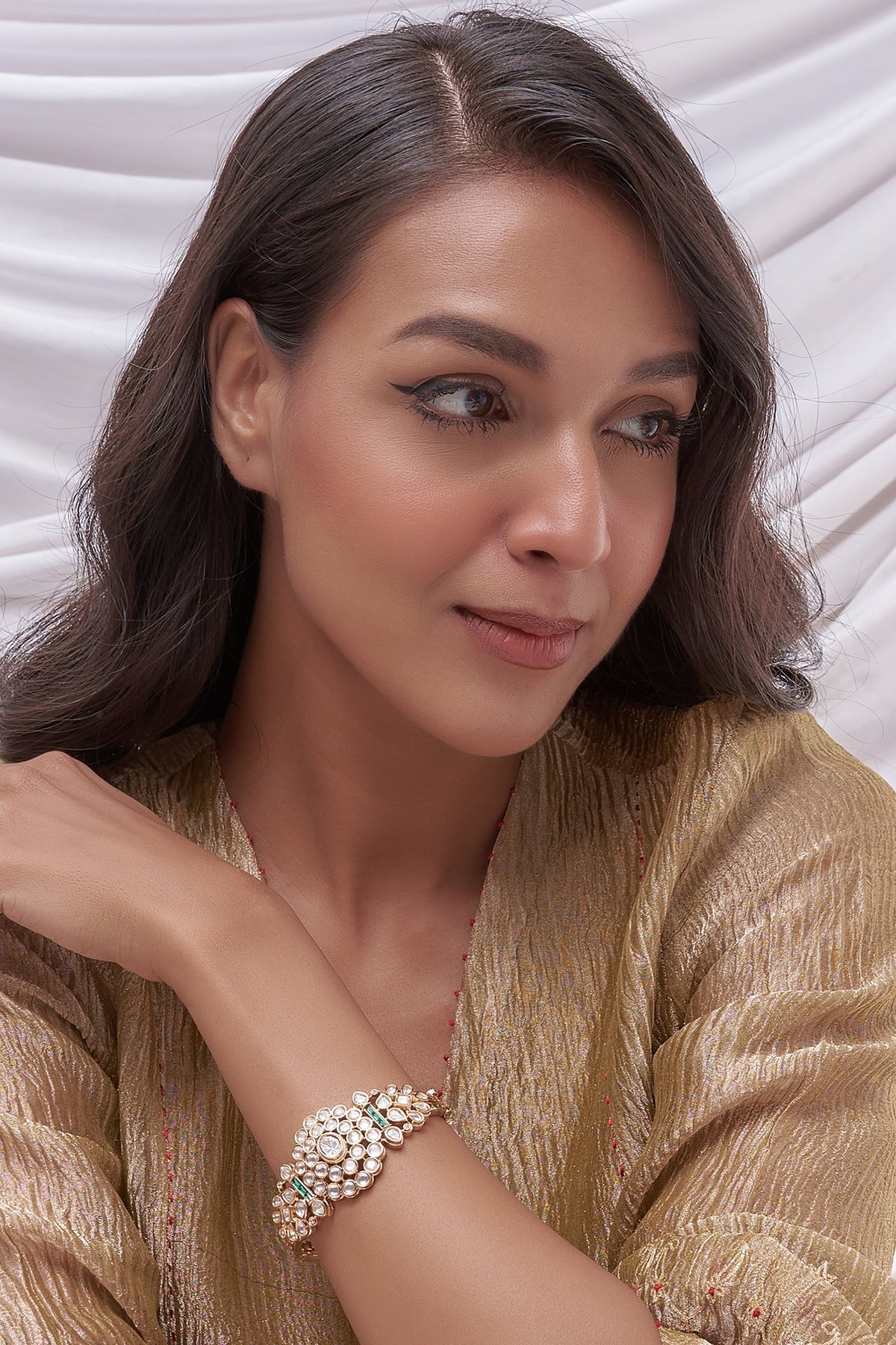 Gold Finish Kundan Polki Kada