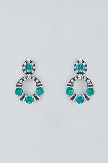 White Finish Zircon Dangler Earrings