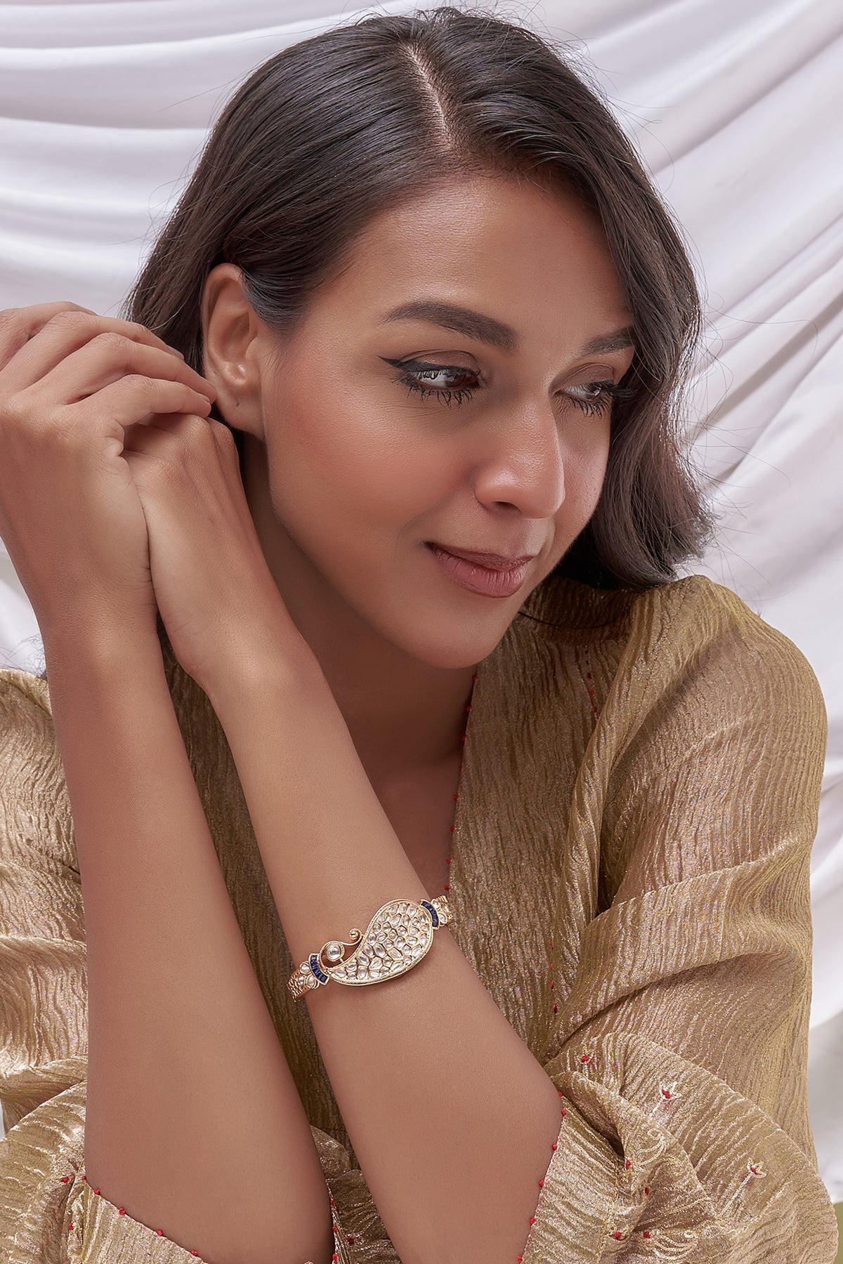 Gold Finish Kundan Polki Kada