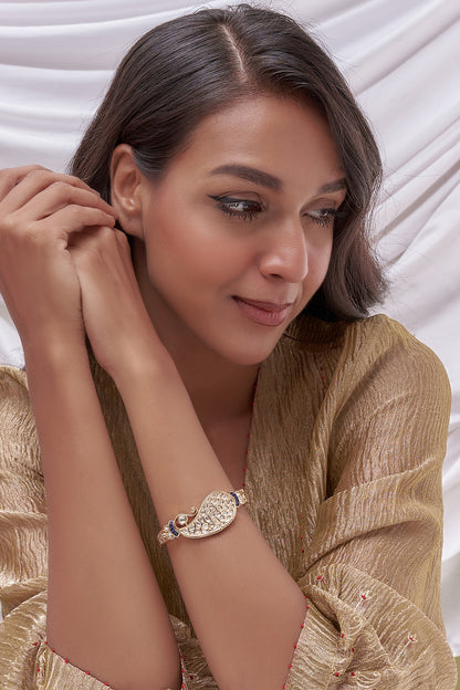 Gold Finish Kundan Polki Kada