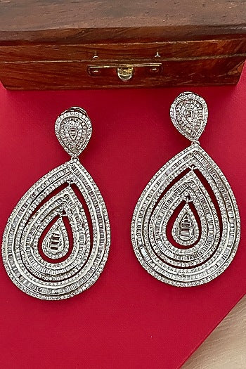 Gold Finish Zircon Dangler Earrings
