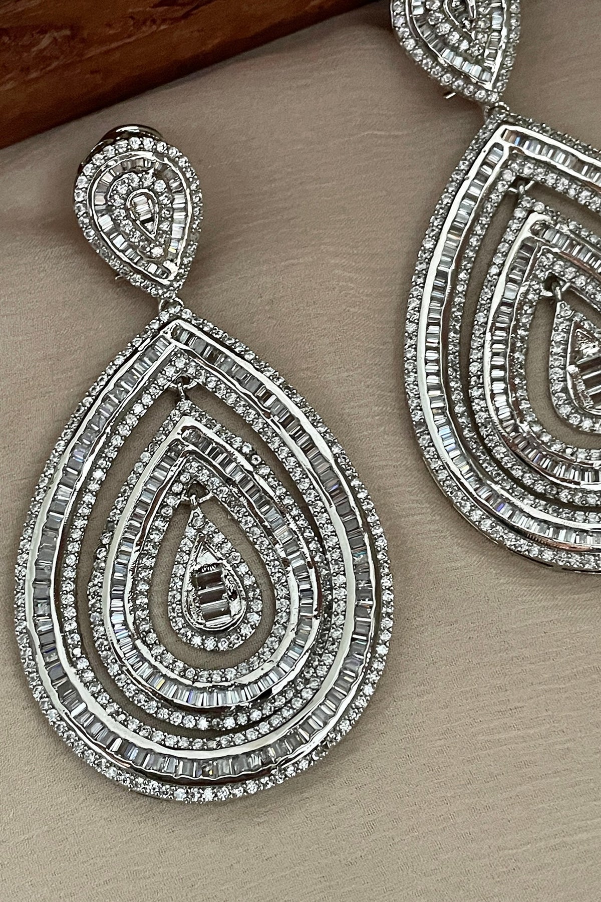 Gold Finish Zircon Dangler Earrings