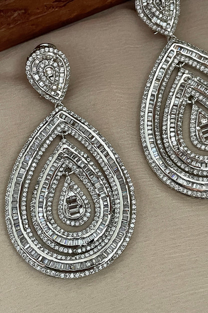 Gold Finish Zircon Dangler Earrings