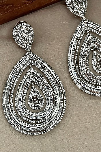 Gold Finish Zircon Dangler Earrings