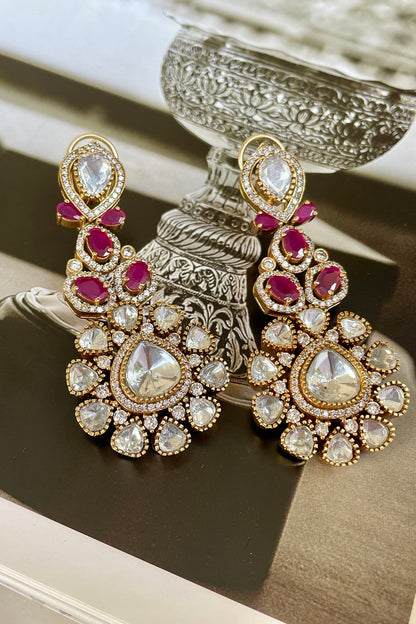 Gold Finish Ruby Stone & Zircon Choker Necklace Set