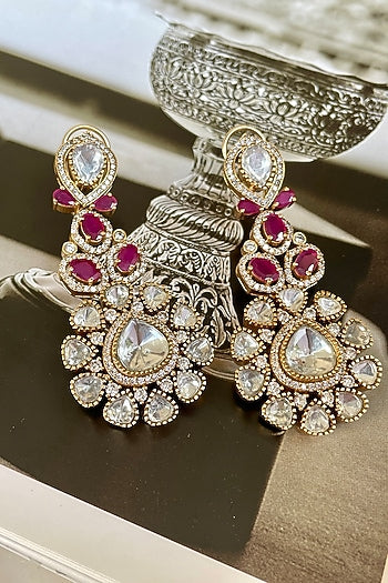 Gold Finish Ruby Stone & Zircon Choker Necklace Set