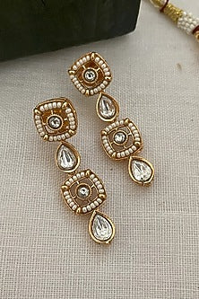 Gold Finish Kundan Polki Layered Necklace Set