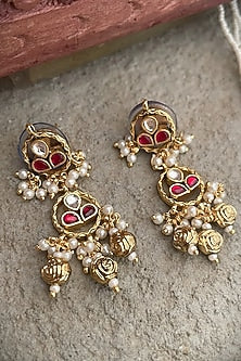 Gold Finish Kundan Polki & Ruby Necklace Set