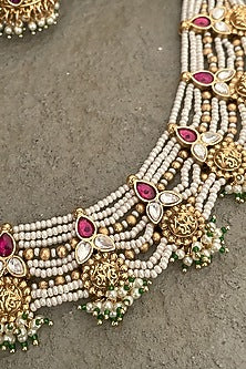 Gold Finish Kundan Polki Necklace Set