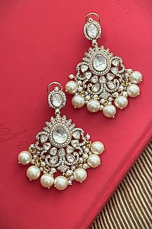 Rose Gold Finish Moissanite Polki Dangler Earrings
