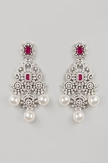 White Finish Pearl Dangler Earrings